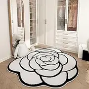 Plush Carpet for Living Room Creative Flower Shape Soft Fluffy Carpets Bedroom Bathroom Anti-Slip Rugs Mat Decorative Doormat,Color F,100x100cm