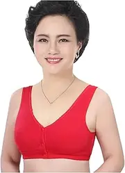 [UPGENT] Front Snaps Red Bras for Older Senior Women Easy to Wear Plus Size Cotton T-Shirt Vest Gifts Bra for Post Surgery