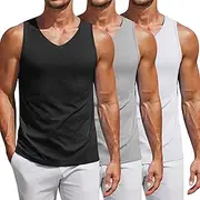 [COOFANDY] Men's Workout Tank Top V Neck Gym Sleeveless Muscle T Shirts Textured Casual Tank Tops Summer