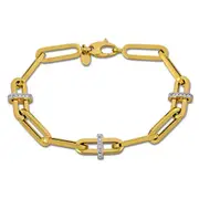 Julianna B. Cubic Zirconia Rondelle Paperclip Link Bracelet 14k in 14K Yellow Gold at Nordstrom One Size