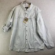 Drake Shirt Mens XL Gray Plaid Fishing Featherlite Vented Roll Tab Camping New