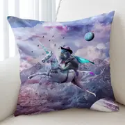 Cool Crazy Art Dragon Lizard Riding Unicorn Cushion Cover