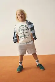 [Cotton On Kids] Cotton On Kids - Henry Slouch Short - Fog grey marle w/varsity red stripe tape 11-12 FOG GREY MARLE W/VARSITY RED STRIPE TAPE