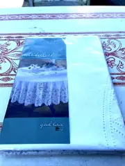 Vinyl GAIL Lace Tablecloth 72" Round White HOME TRENDS New in Package