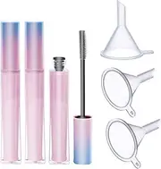 3 Pieces 7ml Luxury Reusable Empty Mascara Tubes With Eyelash Wand Empty Bottle Tube Container for Eyelash Growth Oil Mascara with Brush and 3 Funnels Home and Travel Use Pink Gradient