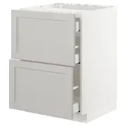 METOD / MAXIMERA base cab f hob/2 fronts/3 drawers, white/Lerhyttan light grey, 60x60x80 cm
