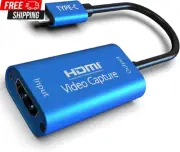 ELASO HDMI to USB-C Type-C Video Capture Card 4K/1080P 60Fps Portable Video Conv