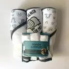 Sandy & Simon 6 Pc Baby Bath Set 3 Hooded Towels 3 Washcloths White w Elephants