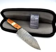 Damascus Chef Knife 11" High Carbon Steel 6" Canary Wood Full Tang OAL w/ case