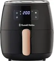 [Russell Hobbs] Brooklyn Digital Air Fryer, RHAF15, Large 5.7L Capacity, 7 Auto Air Fry Functions, Manual Mode Up to 200°C, Digital Touchscreen Display, Dishwasher Safe Plate, Black/Copper