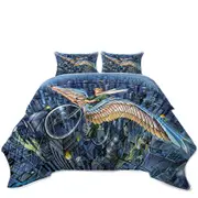 Future Icarus Bicycle Wings above the City Coverlet