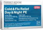 Pharmacy Action Cold & Flu Relief Day & Night PE Tab X 24 (Generic for Codral Day & Night)