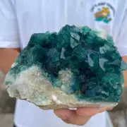 2.38lb NATURAL Green Cube FLUORITE Quartz Crystal Cluster Mineral Specimen