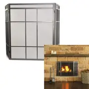 Decofire 3 PANEL STEEL FIRESCREEN Fireplace Fire Place Guard Barrier Steel 128cm