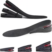 [ZKAYX] Height Increase Insoles, 3 Layers 1.2 to 2.4 Inches, Universal Breathable Non-Slip Shoe Lift Inserts, Variable Height Increasing Heel Protector Pads with Air Cushion for Women and Men, 1 Pair. (Black)