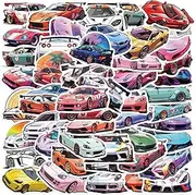 50 Packs Racing Car Stickers Water Bottles Laptop Phone Motorcycle Computer Guitar Skateboard Hydroflasks Sports Car Vinyl Sticker Waterproof Aesthetic Trendy Decals for Teens Girls Adults