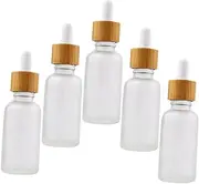 DRESSOOS 5pcs Essential Oil Bottles Set Bamboo Wood Perfume Bottles Dropper Small for Oils Liquids