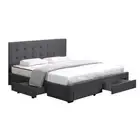 Queen Bed Frame Fabric Tufted Dark Grey Levede
