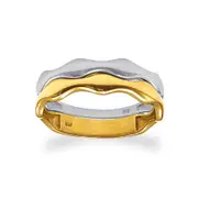 Bevilles Organic Stack Two Tone Ring in 9kt Yellow Gold