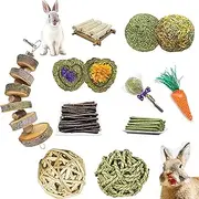 Rabbit Chew Toys, Hamster Chew Toys, Natural Bunny Chew Toys Set, Small Pets Teeth Care Molar Exercise Bunny Toys for Rabbits, Guinea Pig, Hamster and Other Small Animals (30PCS)