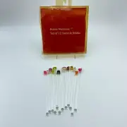 BOSTON WAREHOUSE Christmas Swizzle Sticks Stirrer Set 12 Jeweled Tree 7" Holiday