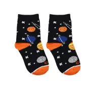 Cool Socks Kid's Novelty Crew Socks, Solar System Planets, Size 4-7 Years