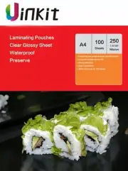 A4 Thick Hot Laminating Pouches 216x303mm 250 Micron (125x2) Uinkit Clear Film