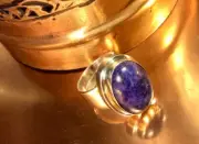 Genuine 925 Solid Sterling Silver & Lapis Lazuli Adjustable Band Ring Size 6.5/M