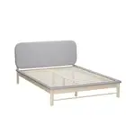Oikiture Wooden Bed Frame with Padded Fabric Edges Pine Headboard Base Double
