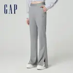 【GAP】女裝 LOGO鬆緊修身喇叭褲-灰色(876139)