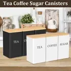 1000 ML Storage Tins Canister Set Bamboo Lid Coffee Tea Sugar Bread Jar Bin⌚