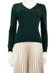 Green Wool Logo Knit Top
