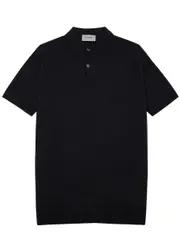 John Smedley Payton Wool Polo Shirt - Black - L L