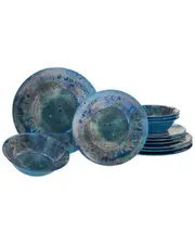 Certified International Melamine Radiance Teal 12Pc Dinnerware Set