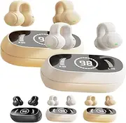 Morrat Ear Clip Headphones, Morrat Wireless Smart Touch Ear Clip Bone Conduction Headphones (White+Beige)