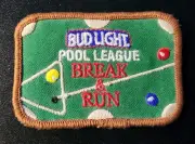 Bud light pool league patch break & run green Billiards 3 1/8"