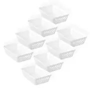 8 x Boxsweden Kept Diamond 23.5cm Organiser Tray Basket Rectangle Storage White