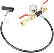 Dual Valve CO2 Filling Adapter, CO2 Cylinder Refill Bottle Connector with 24In Hose & 3000Psi Gauge for Sodastream Tank, Quick Release(G1/2)