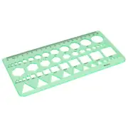 Green Plastic Circles Squares Hexagons Geometric Template Ruler 0-20cm X9Z19446