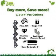 Chainsaw Chain 0.325 0.043 38DL Semi Chisel For 8" Makita Cordless Saw DUA200