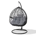 Outdoor Egg Swing Chair Wicker Rattan Furniture Pod Stand Cushion Grey Gardeon