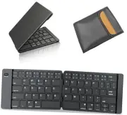 Foldable Bluetooth Keyboard - Portable Keyboard with Storage Bag, Rechargeable