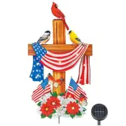 Collections Etc LED Lighted Patriotic Birds on a Cross Garden Stake