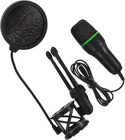 Kisangel 1Set Gaming Condenser Microphone Black Tabletop Mic with Noise Reduction Stand for Live Streaming Gaming and Karaoke