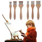 Bamboo Handle Multi-Tooth Comb Brush Round/Flat Acrylic Paint Brush