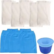 Pool Skimmer Socks,10 Pcs Fine Mesh Scum Pool Protector Sock Nets for Pool Skimmer Baskets, Spas, Tubs(White&Blue)