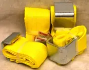 (4) New 4" x 5' 16200lb Flat Hook Roll Off Straps - Maxx HD Yellow HD Strap