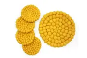 Yellow Felt Ball Trivet and Coaster - Kitchen Trivet - Felted Wool Trivet Set