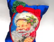 Candy Cane Kringle Pillow Christmas Santa Claus Decor Holly Holiday Decoration
