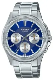 Casio Enticer Analog Stainless Steel Blue Dial Quartz MTP-1375D-2A1 Men's Watch
